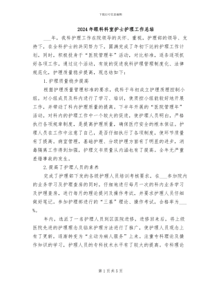 2024年眼科科室护士护理工作总结