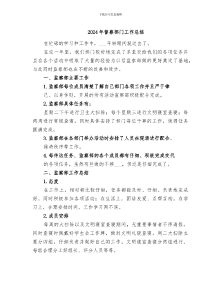 2024年督察部门工作总结