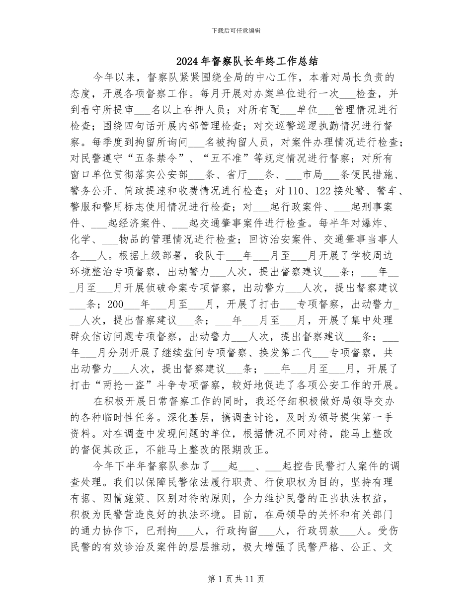 2024年督察队长年终工作总结_第1页