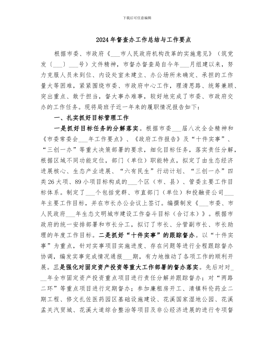 2024年督查办工作总结与工作要点_第1页