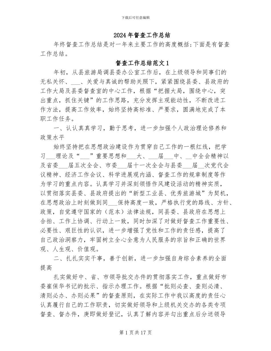 2024年督查工作总结_第1页