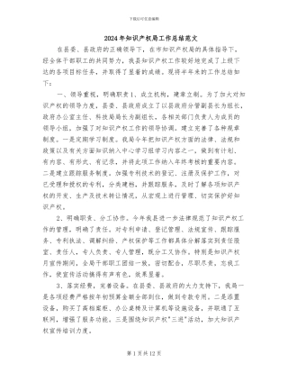 2024年知识产权局工作总结范文