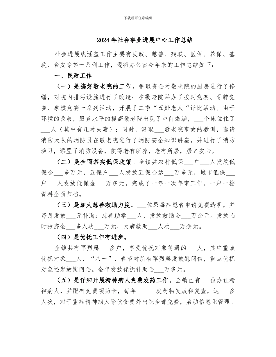 2024年社会事业发展中心工作总结_第1页