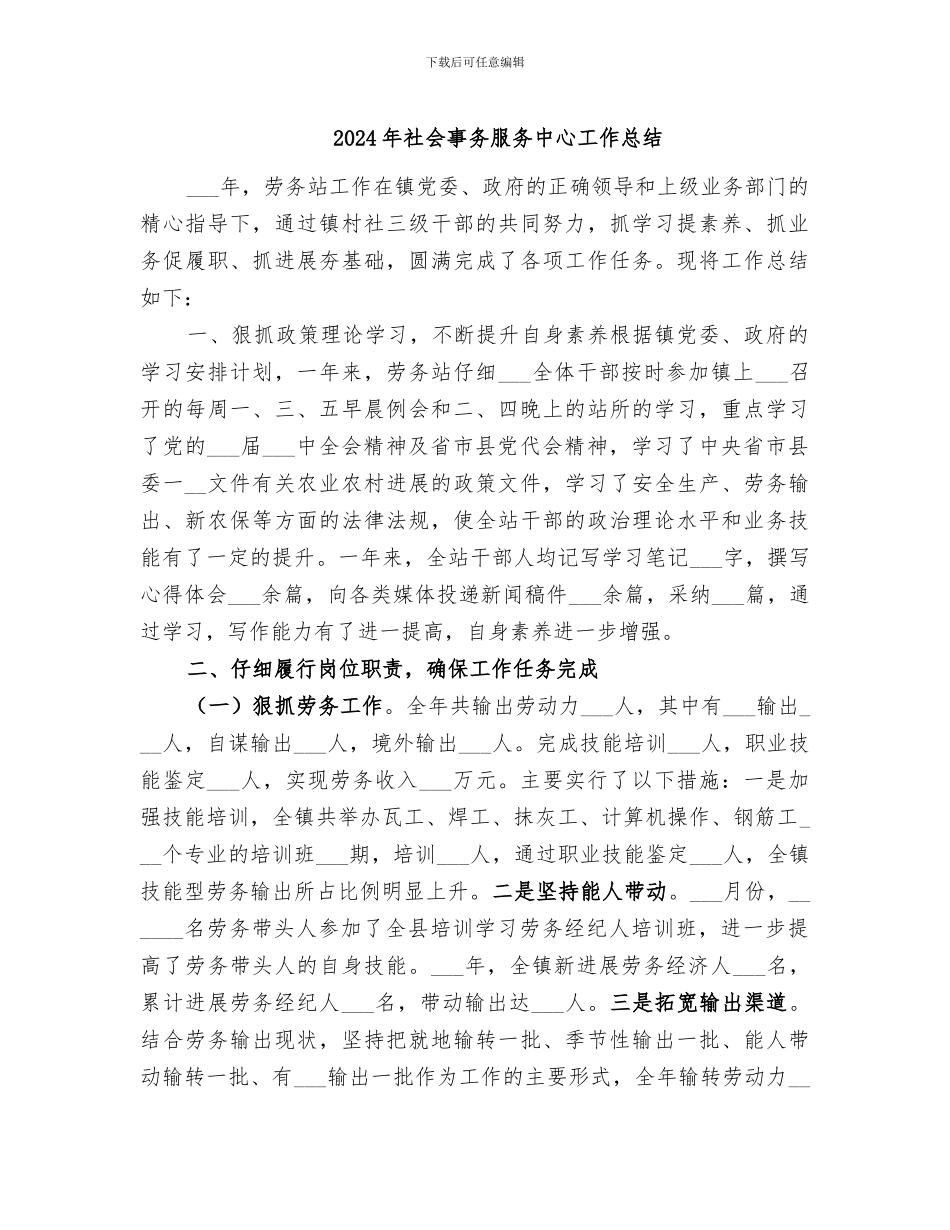 2024年社会事务服务中心工作总结_第1页