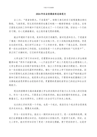 2024年社会实践结束总结范文