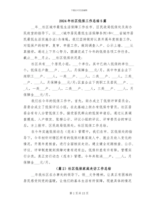 2024年社区低保工作总结5篇