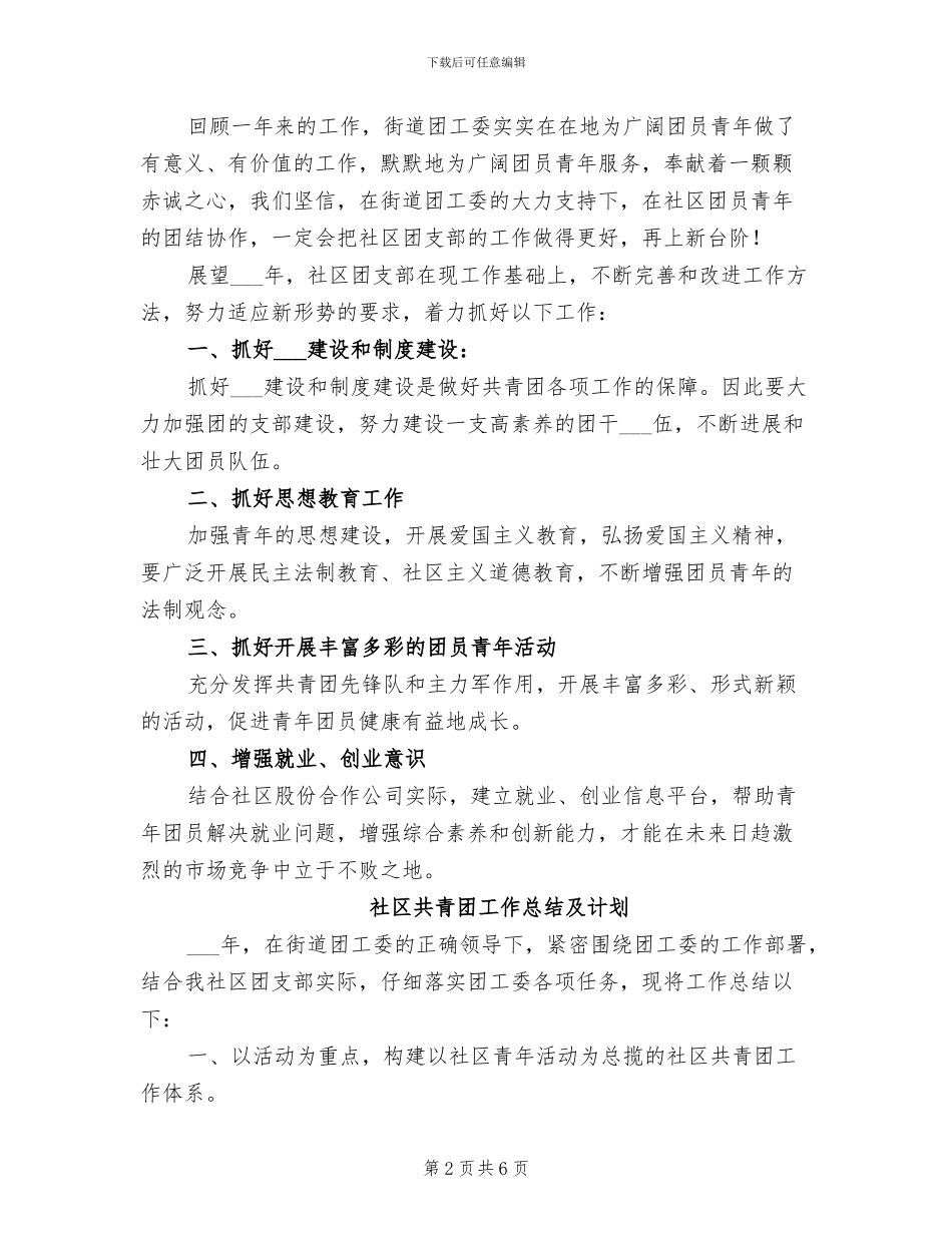 2024年社区共青团工作总结_第2页
