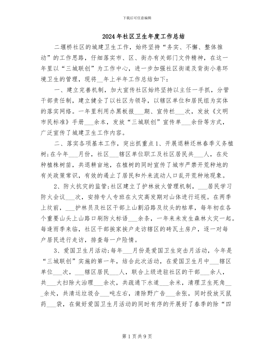 2024年社区卫生年度工作总结_第1页