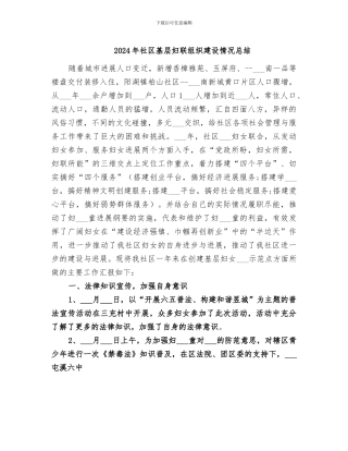 2024年社区基层妇联组织建设情况总结