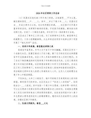 2024年社区青联工作总结