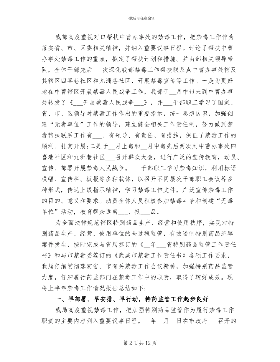 2024年禁毒上半年工作总结_第2页