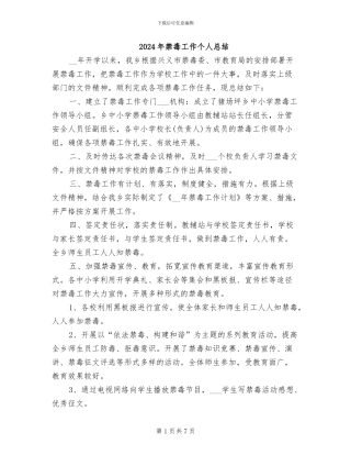 2024年禁毒工作个人总结