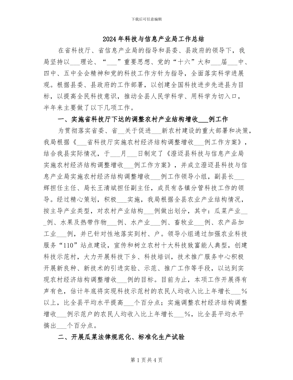 2024年科技与信息产业局工作总结_第1页
