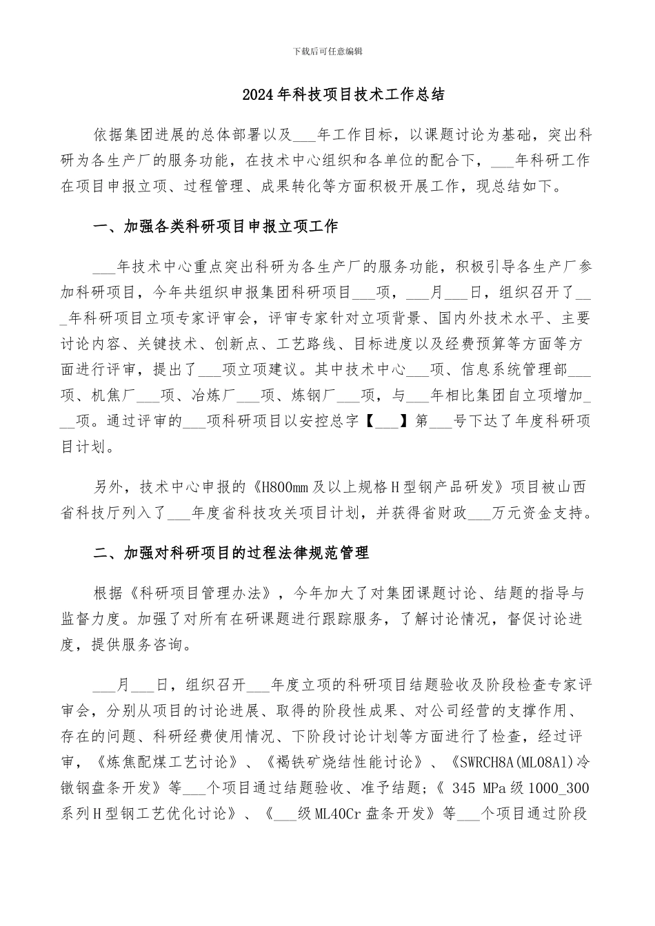2024年科技项目技术工作总结_第1页