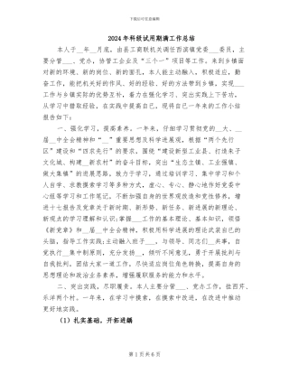 2024年科级试用期满工作总结