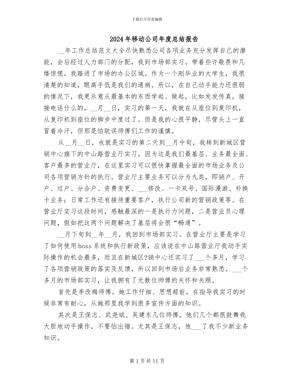 2024年移动公司年度总结报告_第1页