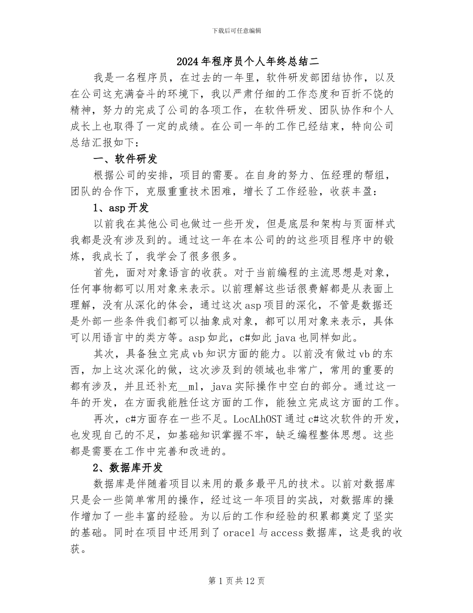 2024年程序员个人年终总结二_第1页