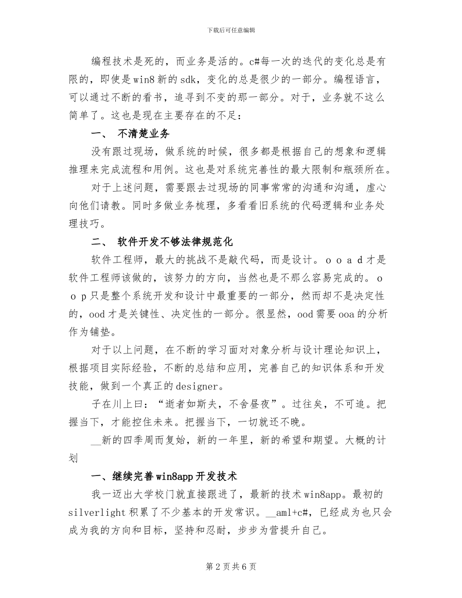 2024年程序设计员工作总结_第2页