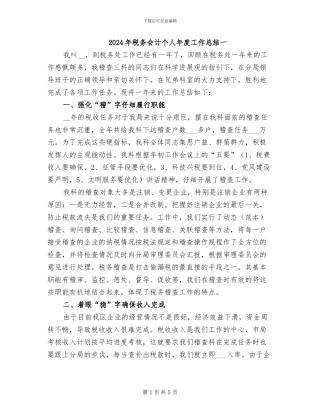 2024年税务会计个人年度工作总结一