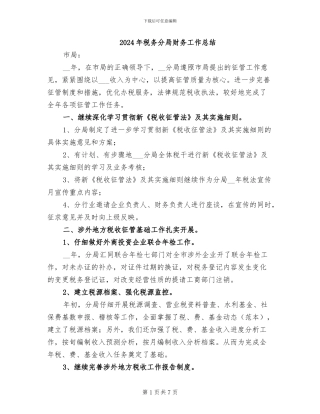 2024年税务分局财务工作总结