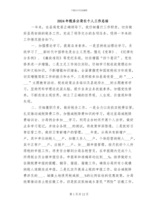 2024年税务分局长个人工作总结