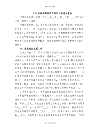 2024年税务局挂职干部的工作总结报告