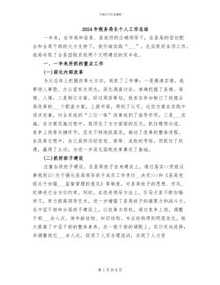 2024年税务局长个人工作总结