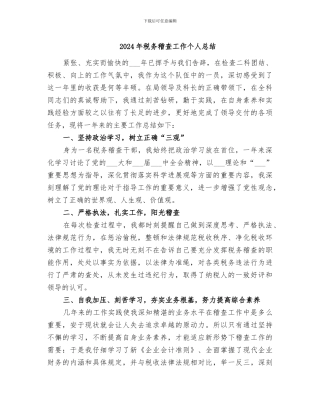 2024年税务稽查工作个人总结