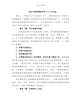 2024年税务稽查年终个人工作总结