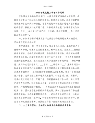 2024年税政股上半年工作总结