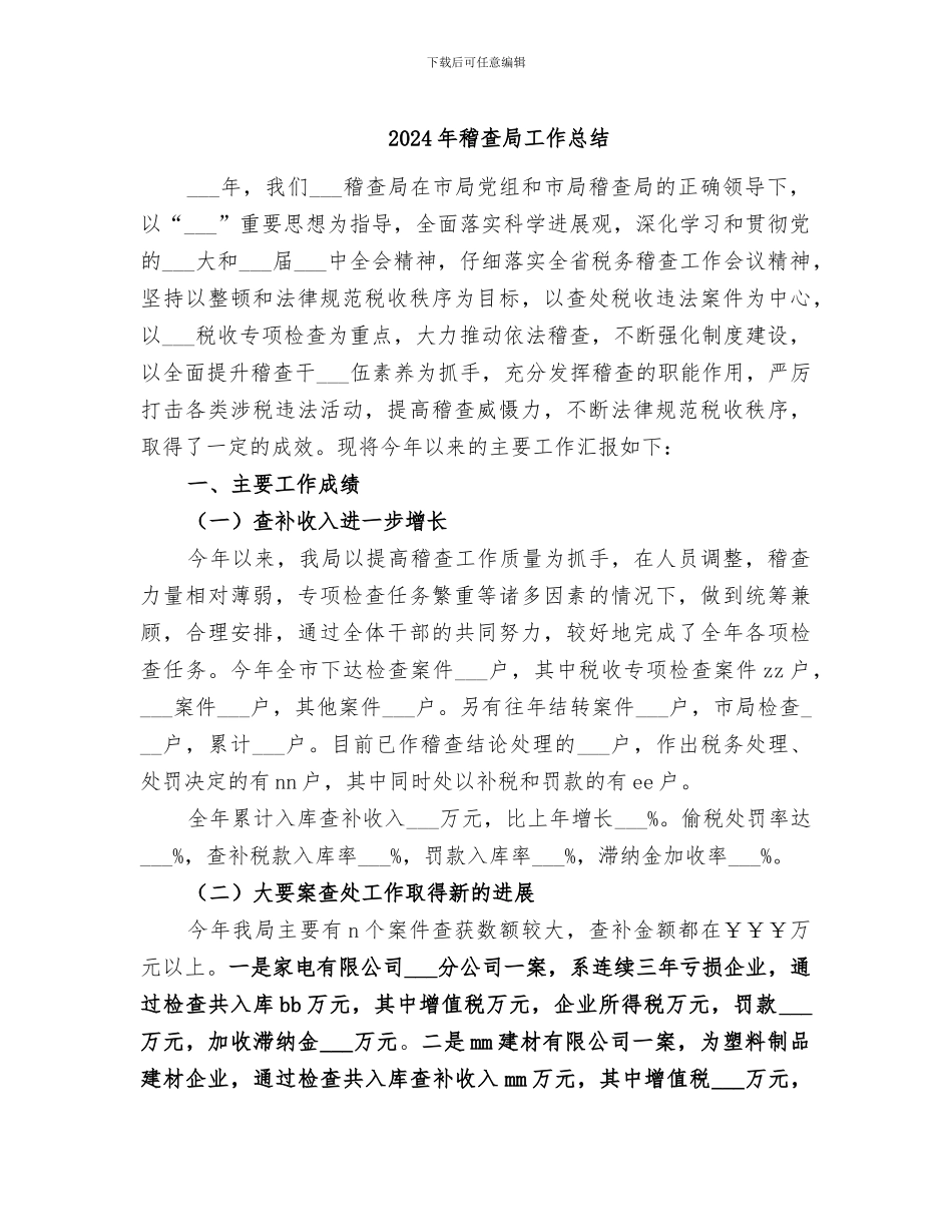 2024年稽查局工作总结_第1页