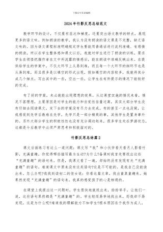 2024年竹影反思总结范文