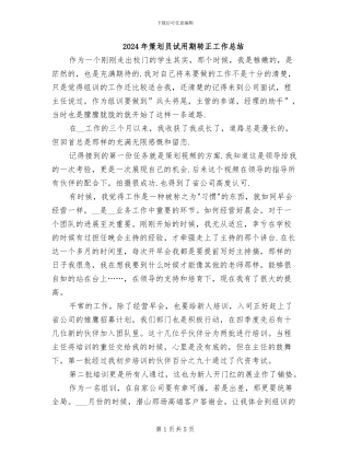 2024年策划员试用期转正工作总结