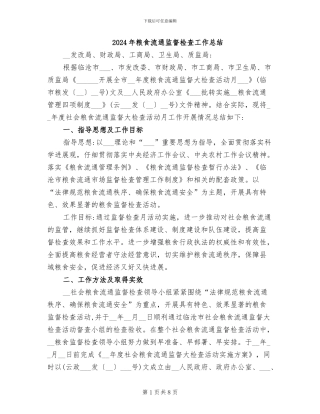 2024年粮食流通监督检查工作总结