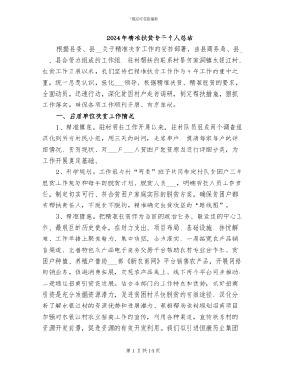 2024年精准扶贫专干个人总结