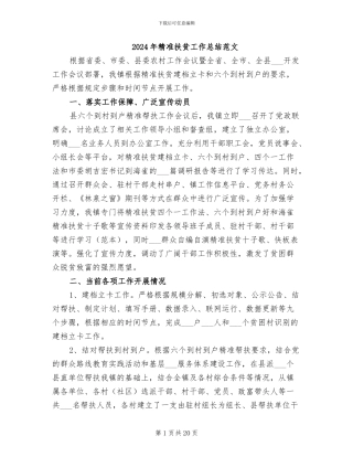 2024年精准扶贫工作总结范文