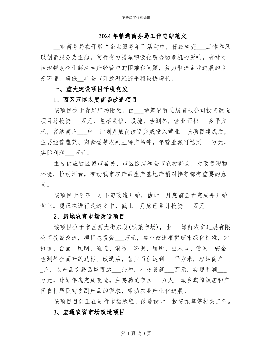 2024年精选商务局工作总结范文_第1页