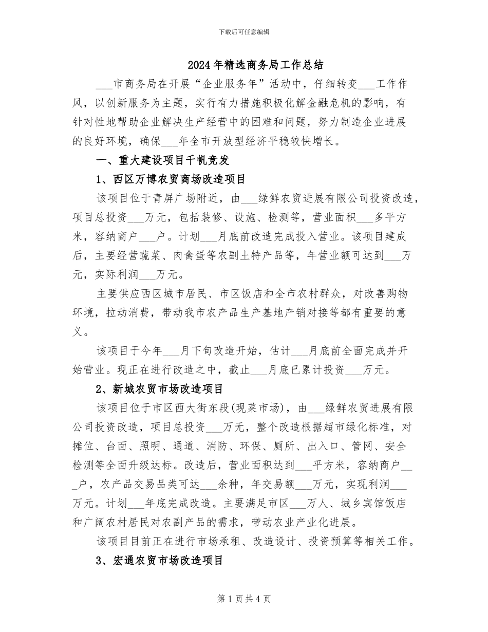 2024年精选商务局工作总结_第1页