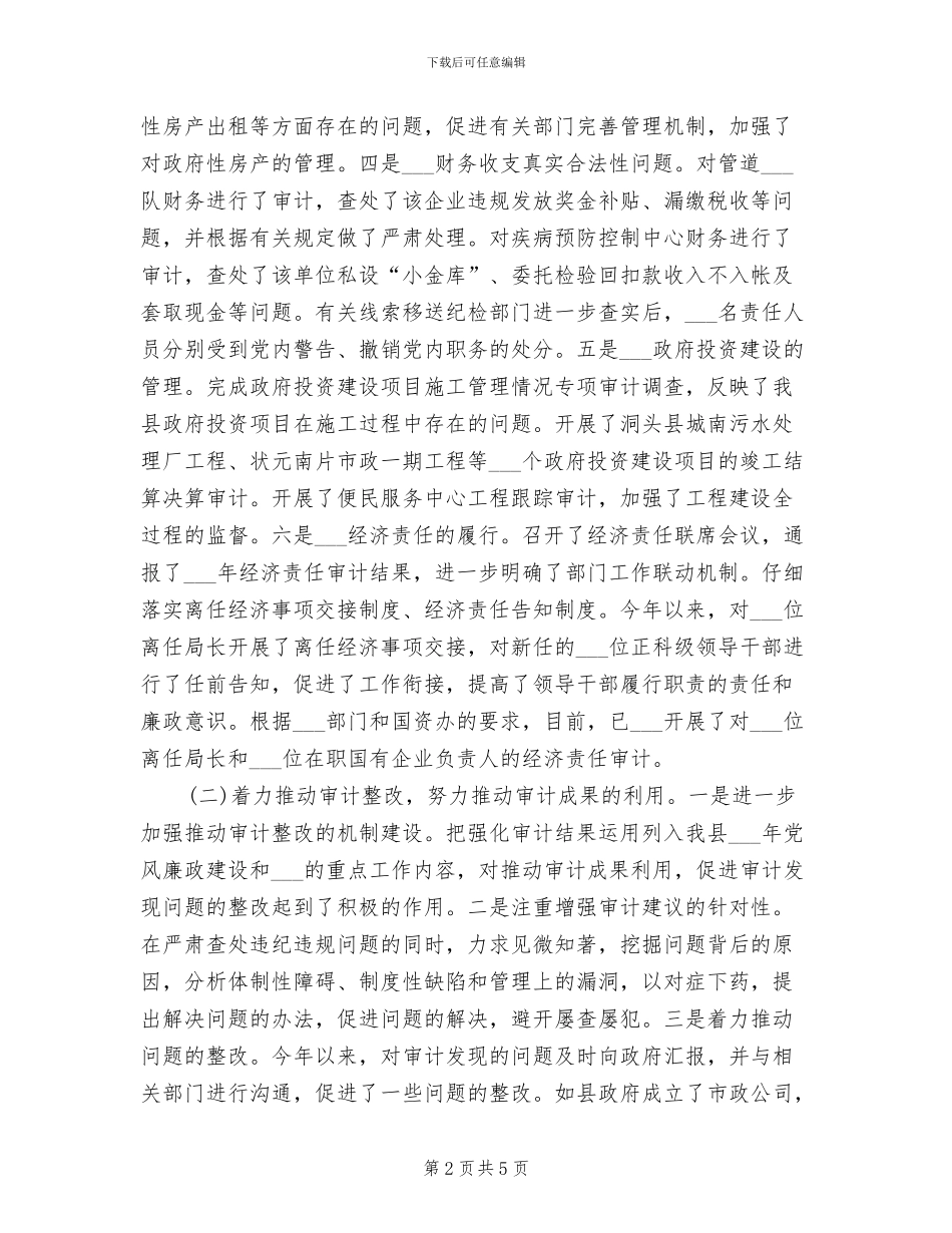 2024年精选上半年审计工作总结的报告_第2页