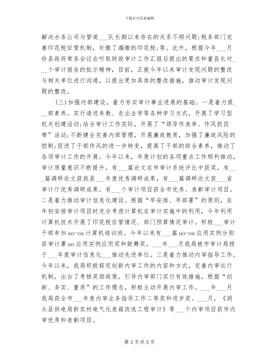 2024年精选上半年审计工作总结的报告_第3页