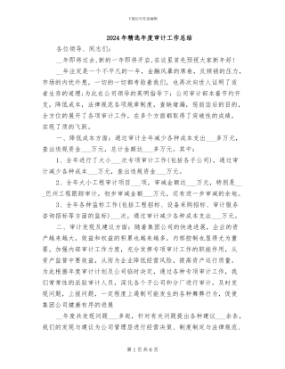 2024年精选年度审计工作总结