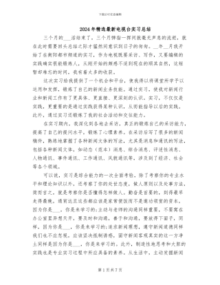 2024年精选最新电视台实习总结