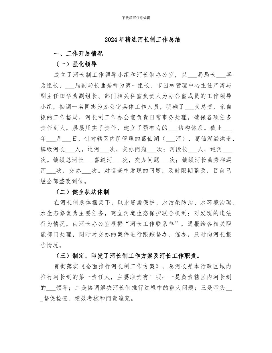 2024年精选河长制工作总结_第1页