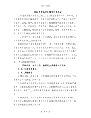 2024年精选税务稽查工作总结