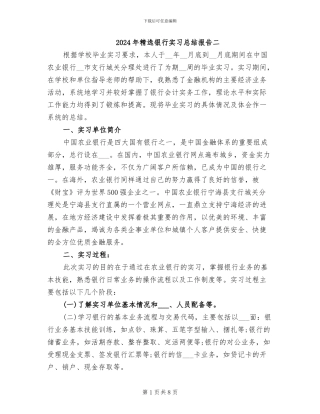 2024年精选银行实习总结报告二