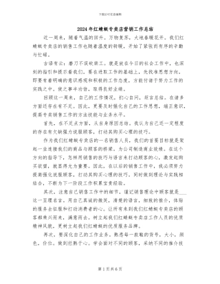 2024年红蜻蜓专卖店营销工作总结