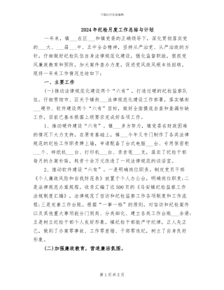 2024年纪检月度工作总结与计划