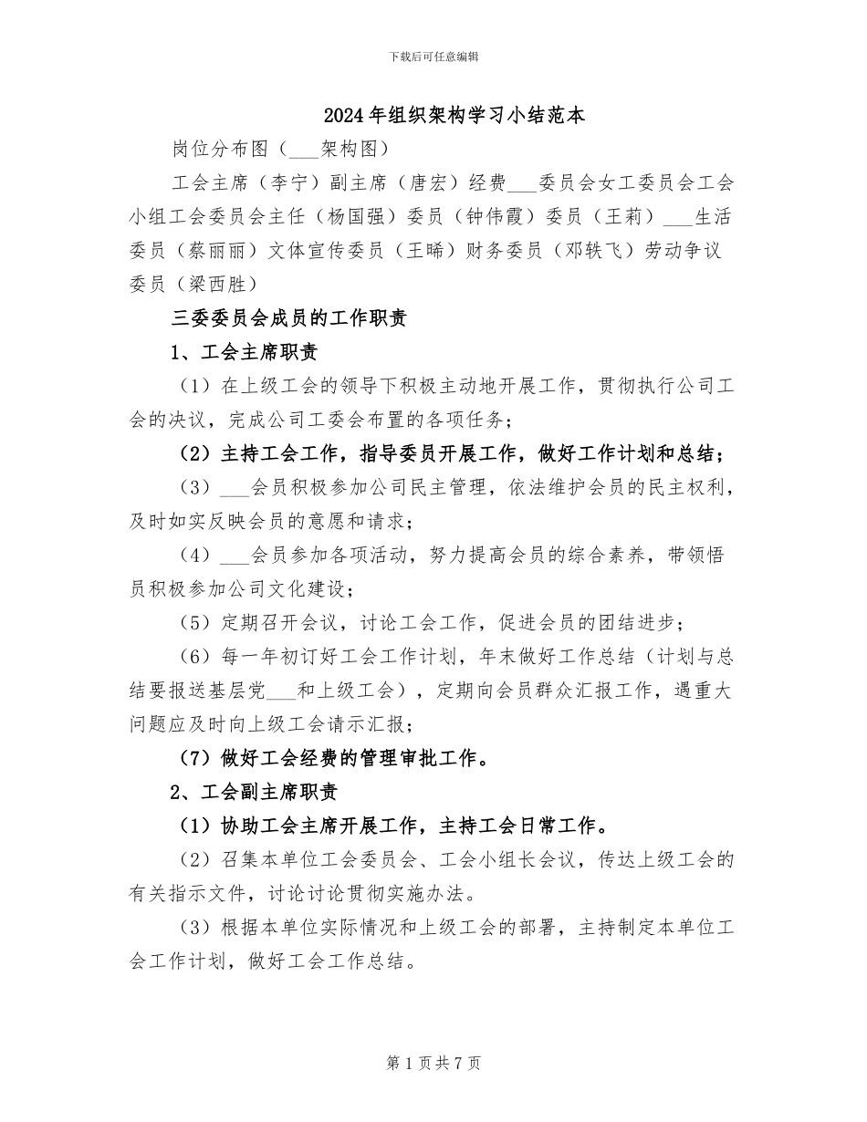 2024年组织架构学习小结范本_第1页