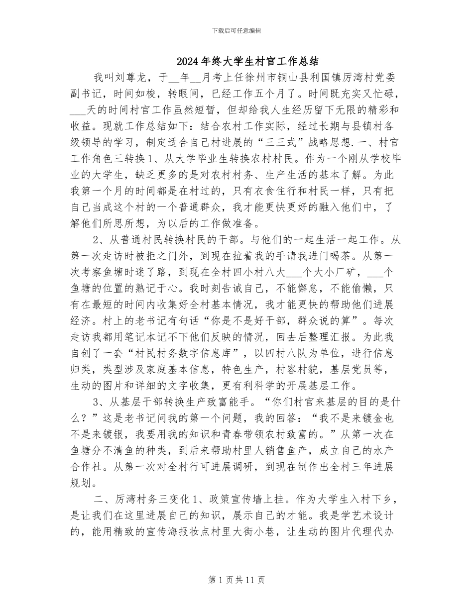 2024年终大学生村官工作总结_第1页