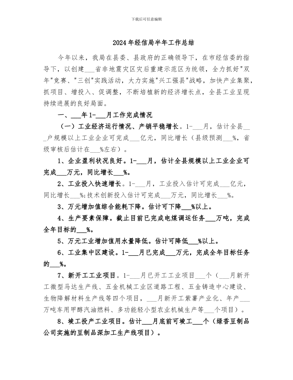 2024年经信局半年工作总结_第1页